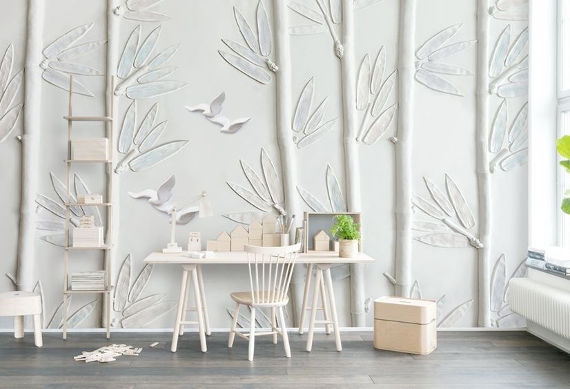 White Forest with Bamboo Tree Wallpaper Mural