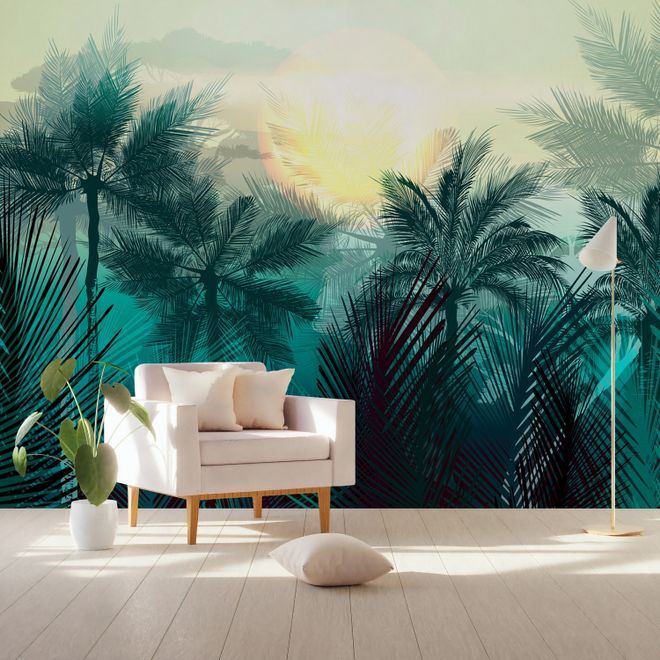 Scenic Palm Forest Wall Mural Palm Removable Wallpaper 