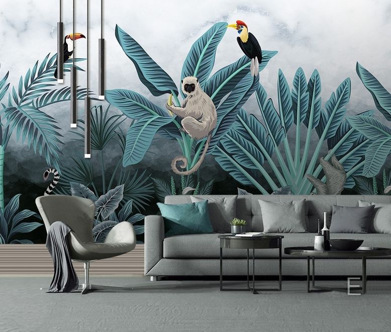 Tropical Forest with Koala Toucan Wallpaper Mural