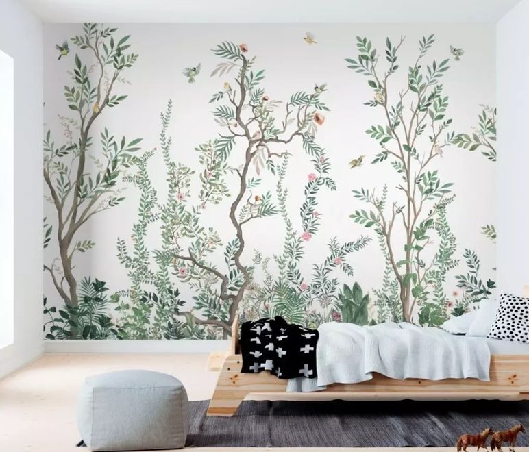Chinoiserie Style Tree Floral Wallpaper Mural