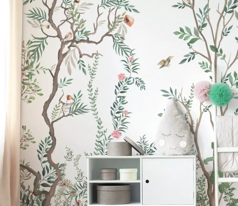 Chinoiserie Style Tree Floral Wallpaper Mural