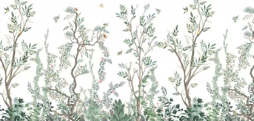 Chinoiserie Style Tree Floral Wallpaper Mural