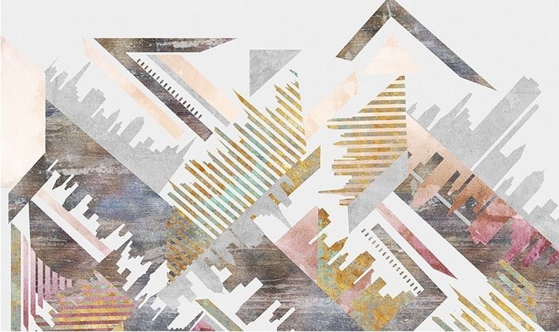 Watercolor Geometric City Wallpaper Mural