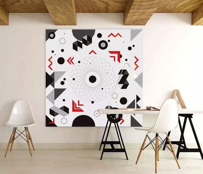 Geometric Shapes Wallpaper for Walls, Contemporary Black & White Mural