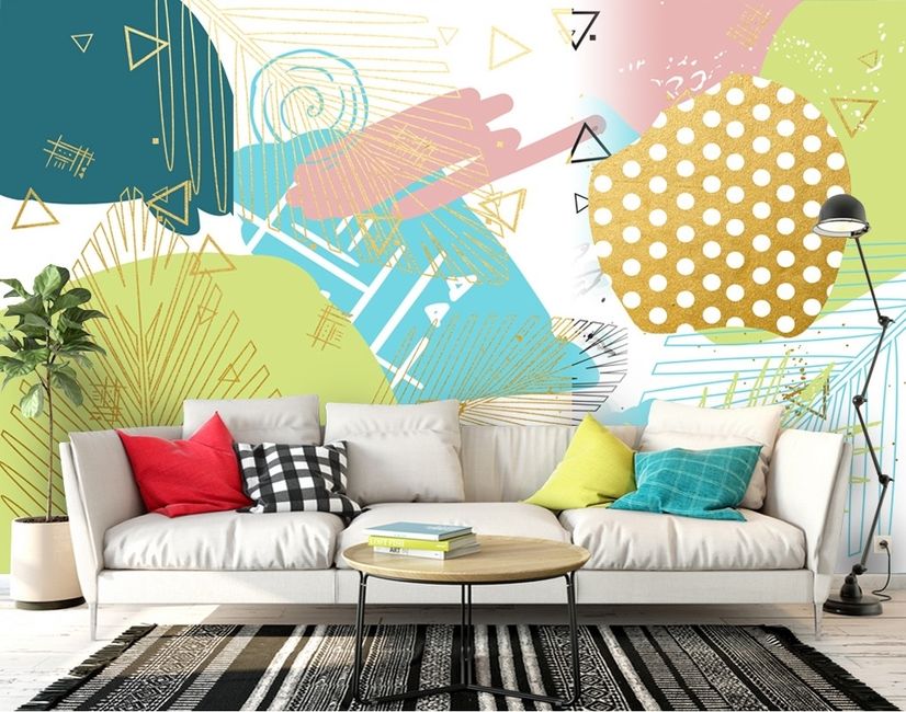 Geometric Colorful Brush Wallpaper Mural