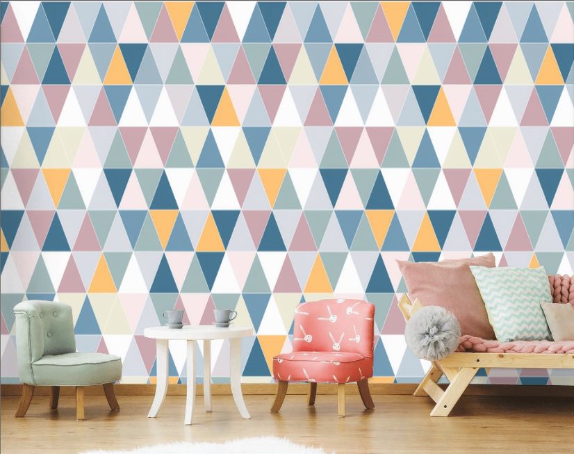 Geometric Style Colorful Triangle Wallpaper Mural