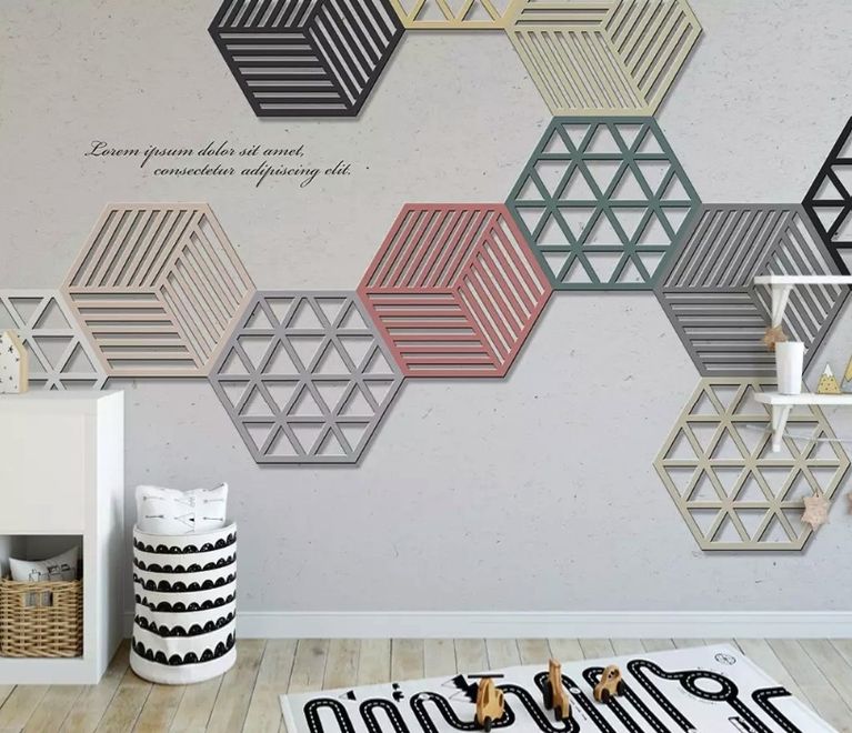 Geometric Hexagonal Shapes Wallpaper Mural