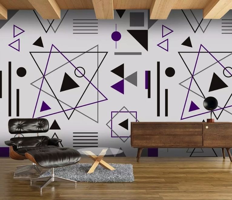 Trendy Diagonal Multicolored Flat Geometric Shapes Wallpaper