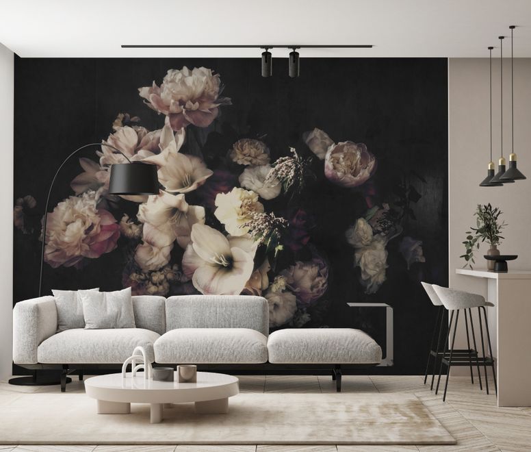Dutch Dark Floral Wallpaper Mural