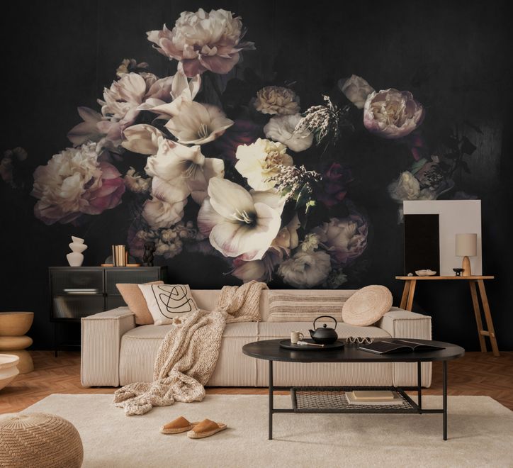 Dutch Dark Floral Wallpaper Mural