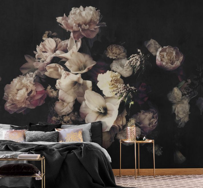 Dutch Dark Floral Wallpaper Mural
