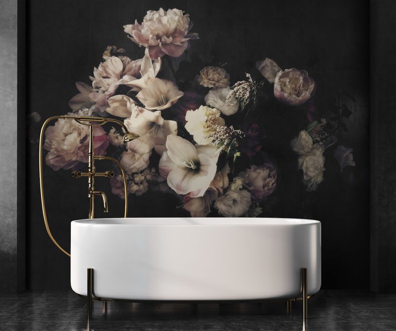 Dutch Dark Floral Wallpaper Mural