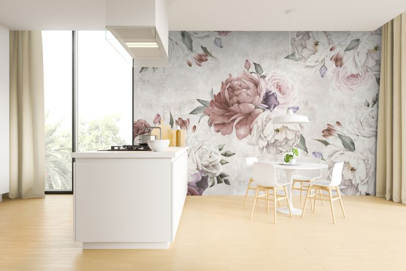 Soft Peony Floral Wallpaper Mural