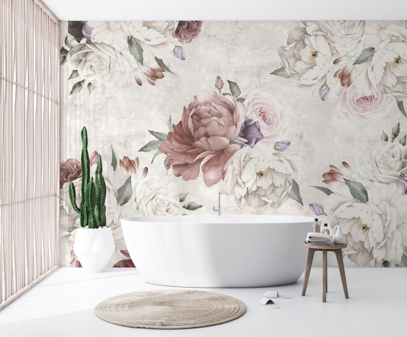 Soft Peony Floral Wallpaper Mural
