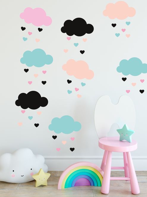 Nursery Colorful Cloud with Little Heart Wall Decal Sticker