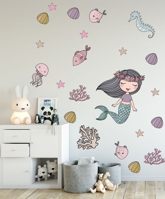 Kids Mermaid Ariel and Underwater Wall Decal Sticker
