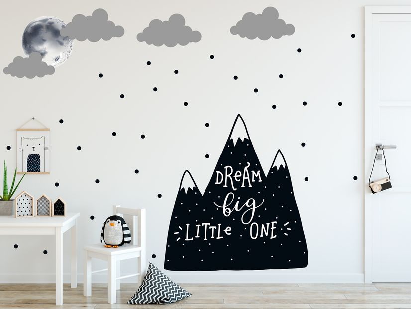 Kids Black Mountains and Dark Moon Wall Decal Sticker
