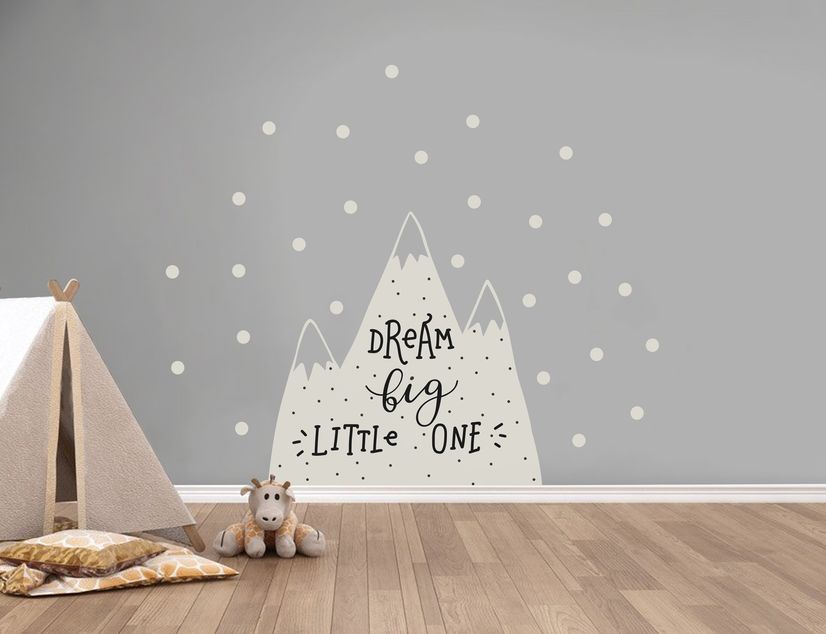 Kids Gray Mountains and White Snow Wall Decal Sticker