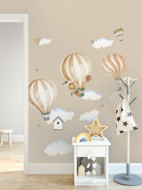 Runtoo Hot Air Balloon Wall Decals Kids Adventure Wall Stickers Bedroo