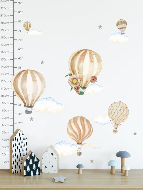 Runtoo Hot Air Balloon Wall Decals Kids Adventure Wall Stickers Bedroom Classroom Playroom Nursery Wall Art Décor