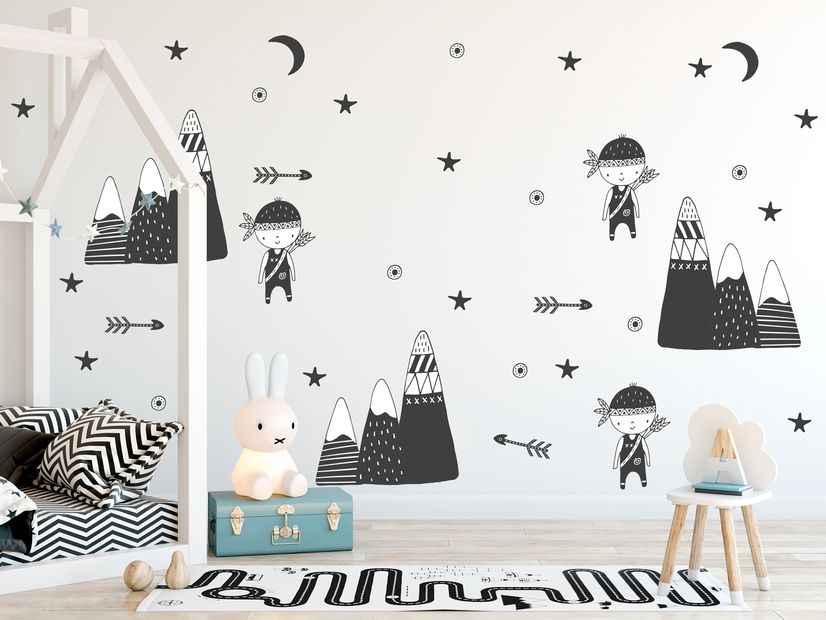 Kids Woodland for Boys Black Mountains Wall Decal Sticker