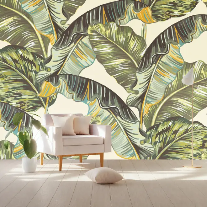Vintage Banana Leaf Pattern Wallpaper Mural
