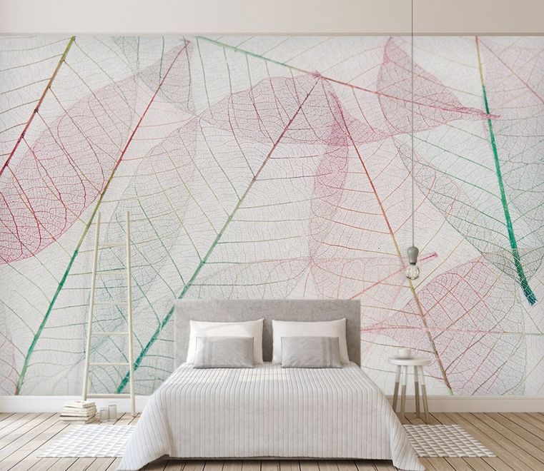Pink Leaf Veins Wallpaper Mural • Wallmur®