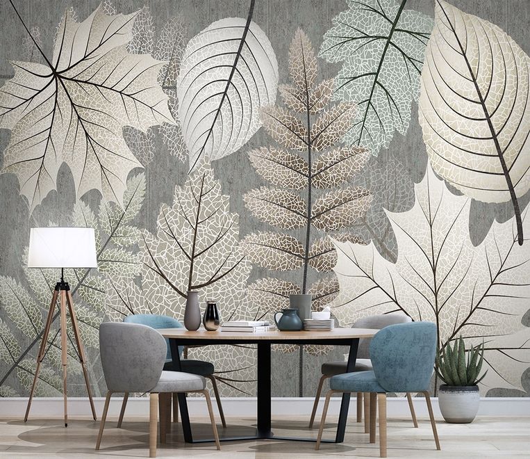 Scandinavian Style Unique Leaves Wallpaper Mural