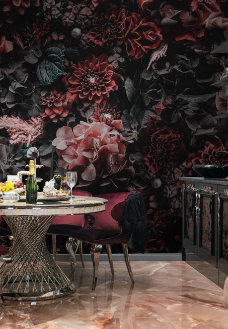 Dark Floral Wallpaper Mural