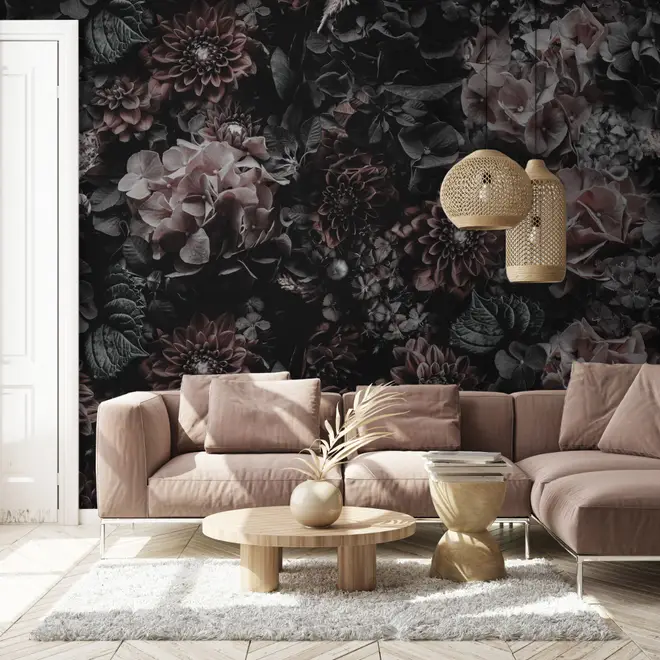Dark Floral Hydrangea Wallpaper Mural Dark Floral Hydrangea Wallpaper Mural