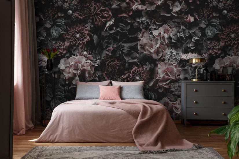 Dark Floral Hydrangea Wallpaper Mural