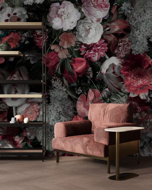 Red Floral Bouqet Wallpaper Mural