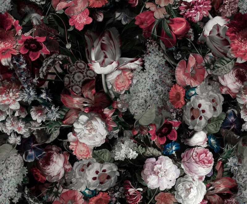 Red Floral Bouqet Wallpaper Mural