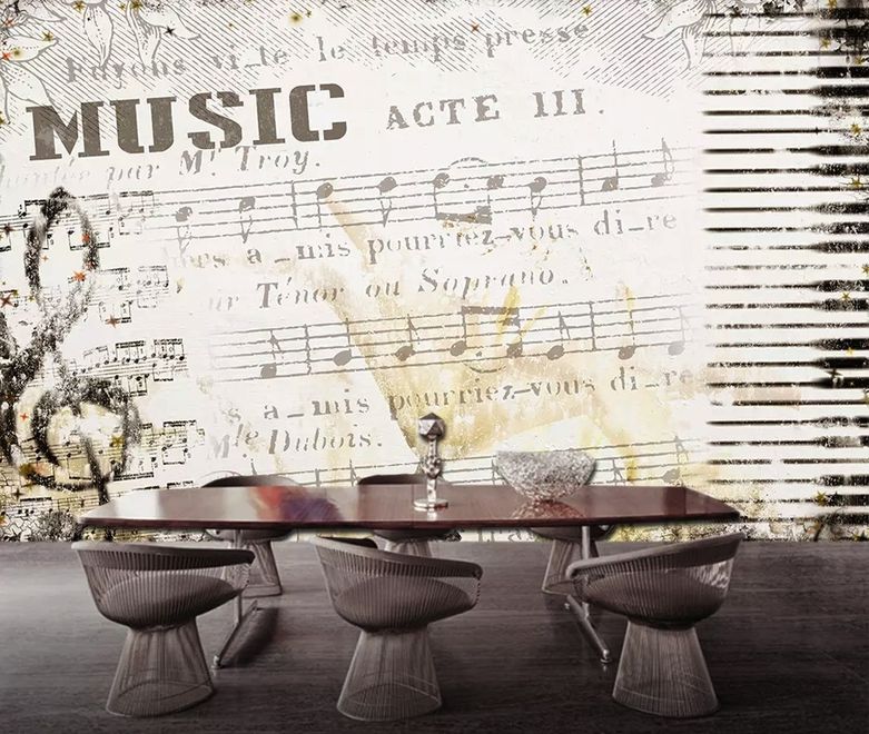 Nostalgic Beige Music Notes Wallpaper Mural