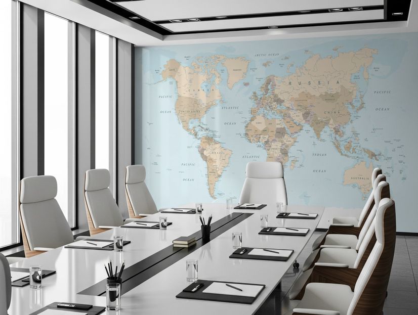 Brown & Brown Political World Map Wallpaper Mural