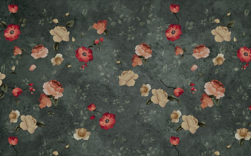 Tiny Poppy Flowers Wallpaper Mural