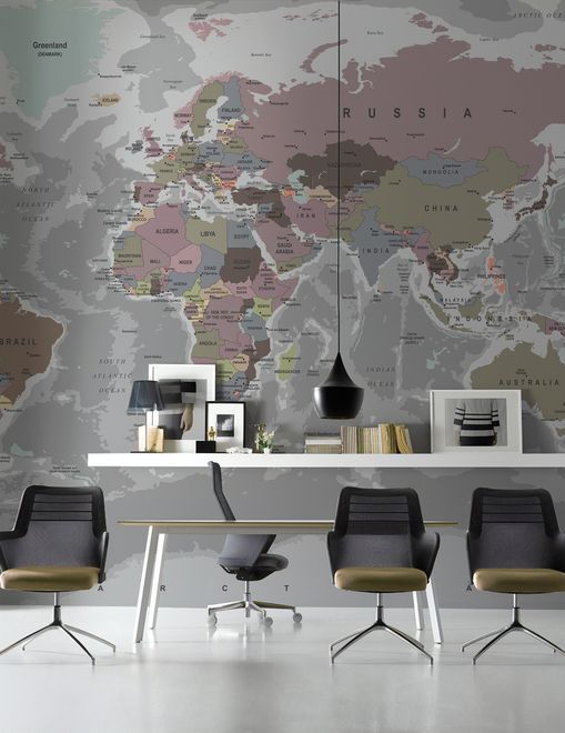 Soft Colorful Political World Map Wallpaper Mural