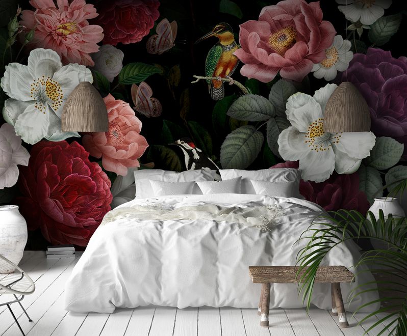 Colorful Peony Floral Bouqet Wallpaper Mural