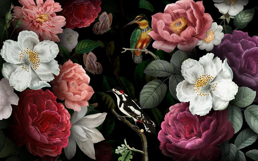 Colorful Peony Floral Bouqet Wallpaper Mural