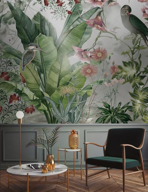 Nostalgic Forest with Colorful Flowers Wallpaper Mural