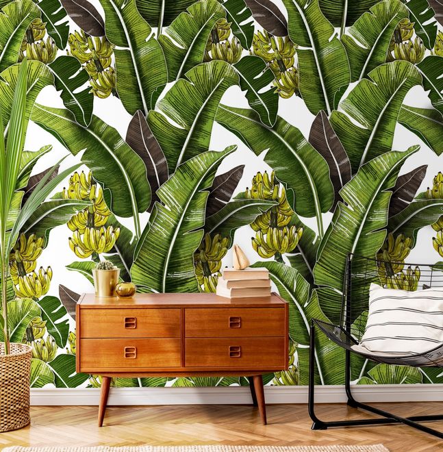 Green Banana Leaves Wallpaper Mural