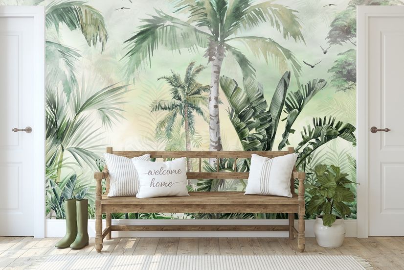 Exotic Palm Tree Landscape Wallpaper Mural