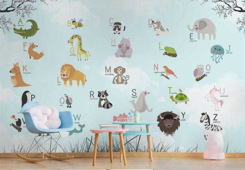 Colorful Animals Alphabet Wallpaper Mural