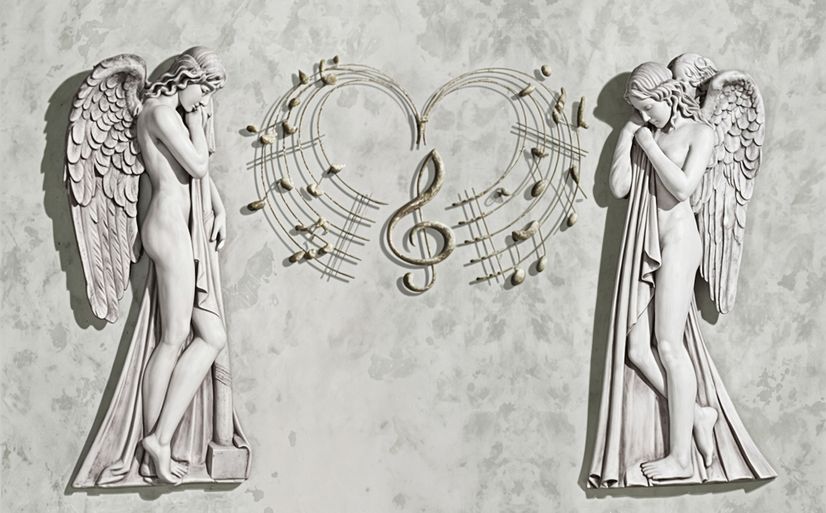 Sophisticated Angel Sculpture Wallpaper Mural