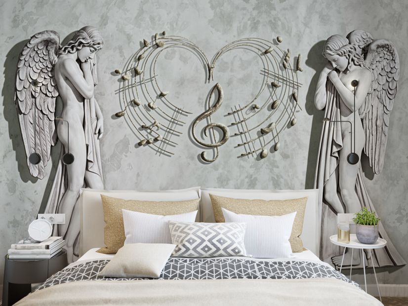 Sophisticated Angel Sculpture Wallpaper Mural