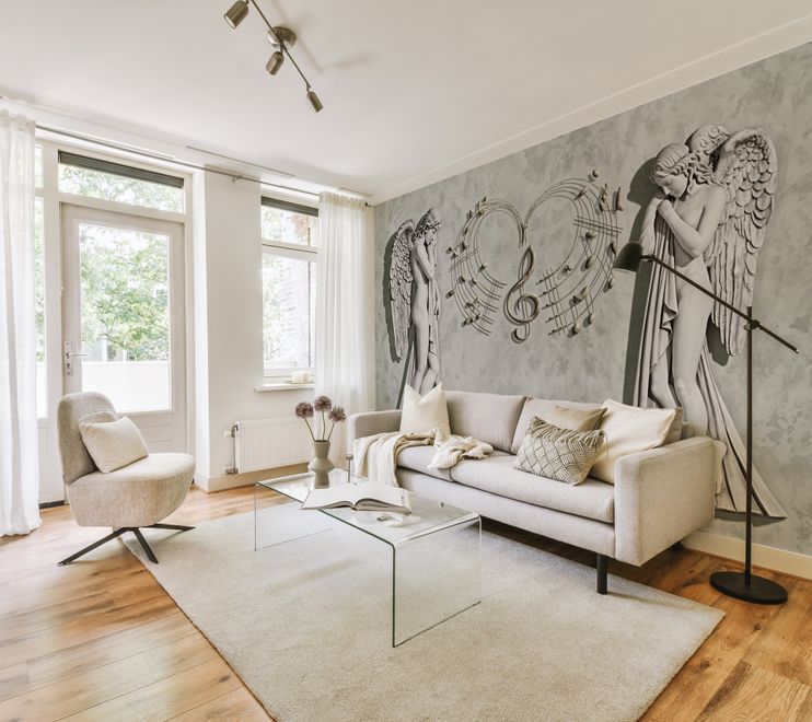 Sophisticated Angel Sculpture Wallpaper Mural