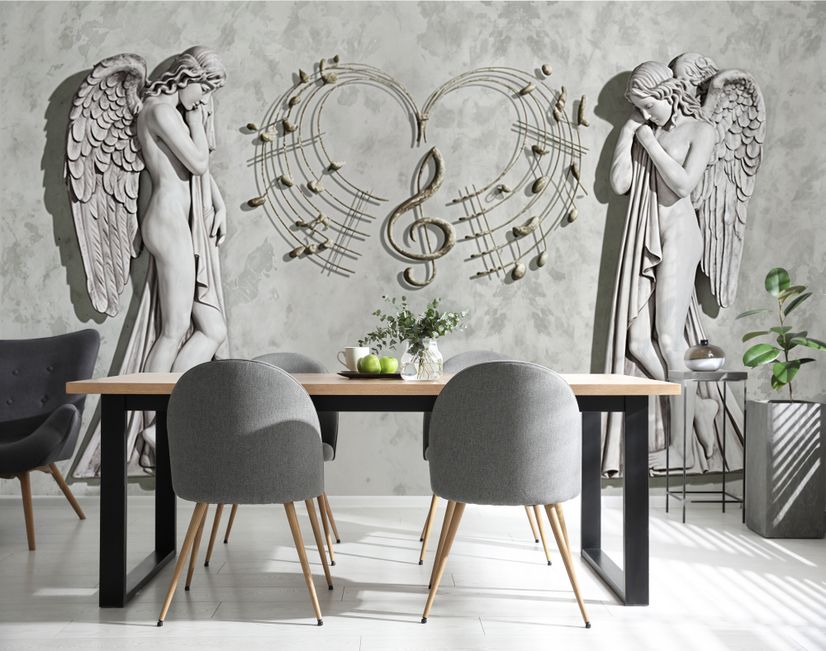 Sophisticated Angel Sculpture Wallpaper Mural