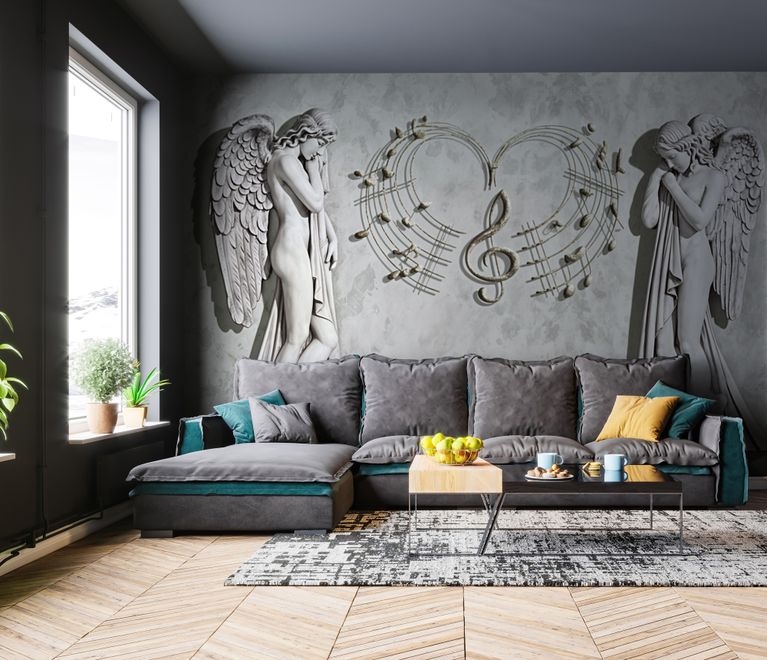 Sophisticated Angel Sculpture Wallpaper Mural