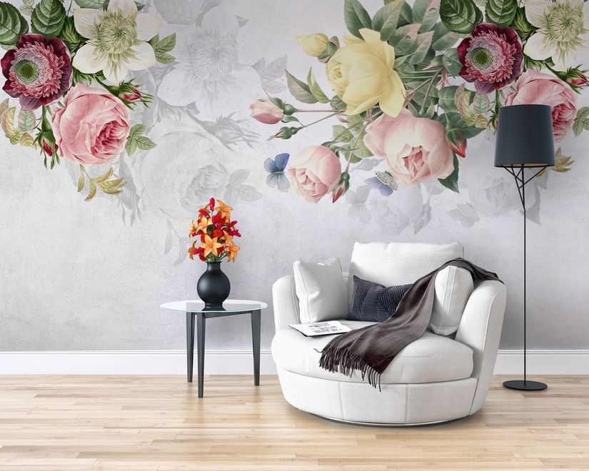 Bohemian Clematis Floral Bouqet Wallpaper Mural