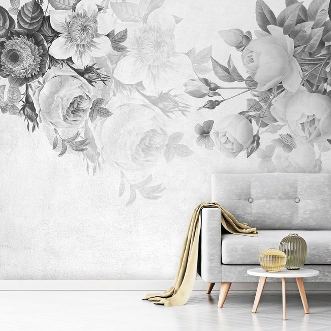 Bohemian Clematis Floral Bouqet Wallpaper Mural